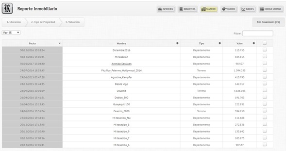 Archivo on line de tasaciones
